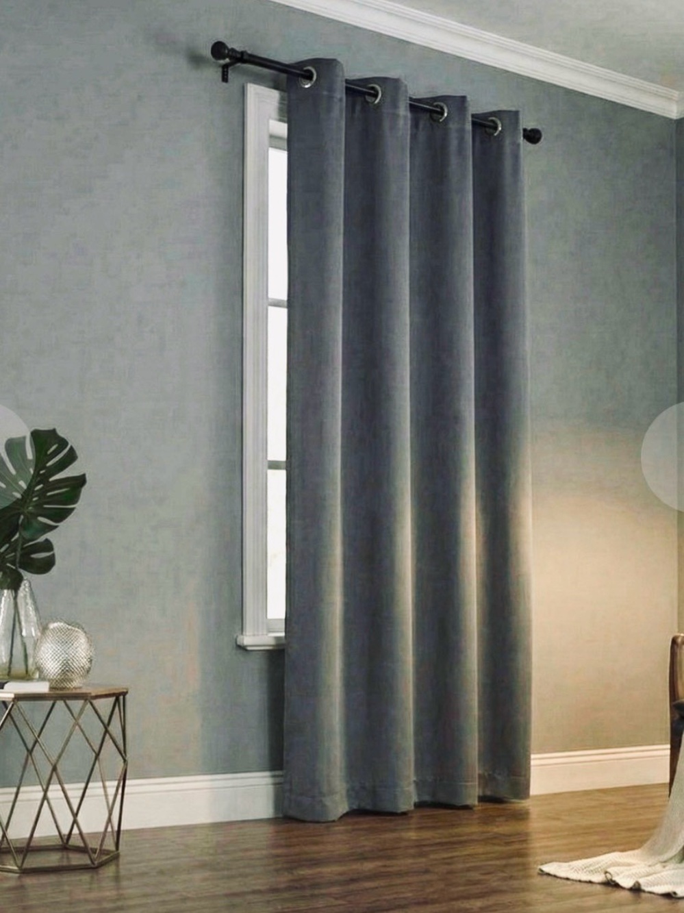 NEW! 2 Grey Natalia Blackout Curtain Panels with Silver Grommets 38"W x 84"L